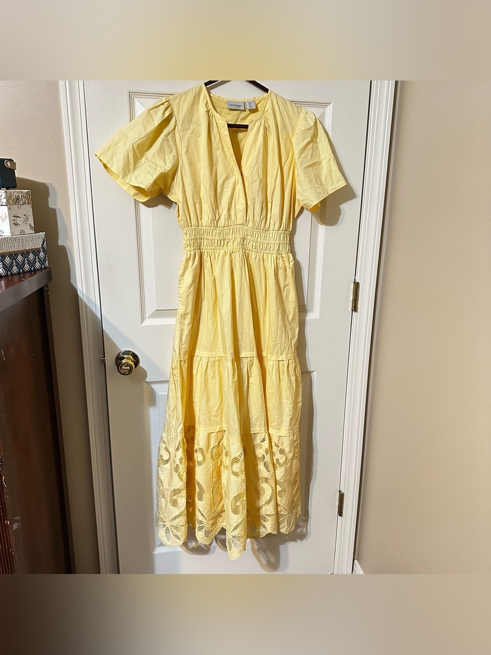 Haute Hippie Yellow Eyelet Maxi Dress